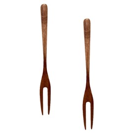 Kisangel 6 Pcs Wooden Fork Two Tooth Salad Forks Kids Dessert Forks Mini Food Pick Forks Cocktail Forks Tasting Forks Salad Appetizer Forks Delicate Lotus Tree Two-pronged Fork Child