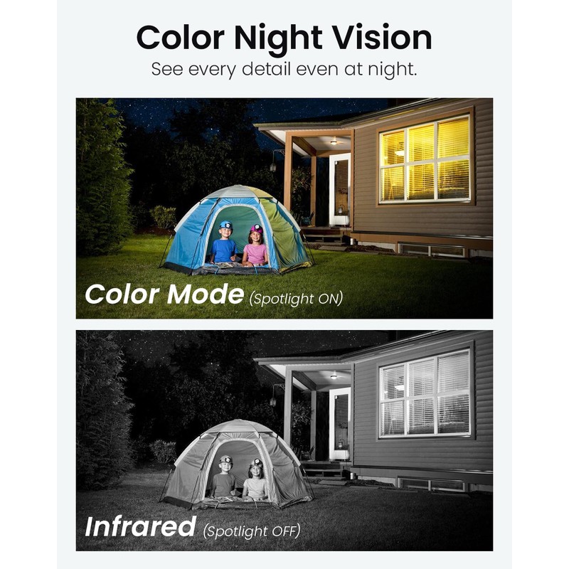 DEKCO 2K WiFi Surveillance Security Camera Outdoor/Home/Dome, Pan-Tilt 360° View,