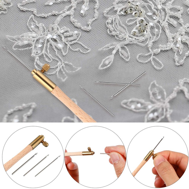 Tambour Hook with 3 Needles (70 90-100) Embroidery Beads Needle