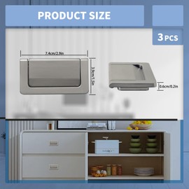 BangBoom 3 Packs 2.9" Invisible Drawer Flush Pull Handle with Screws, Zinc Alloy Concealed Flush Ring Pull, Hidden Recessed Furniture Grip Hardware for Cabinets Closets Cupboard Door (Silver)