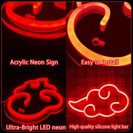 Naruto Akatsuki sign Light - LED Red Cloud Neon Signs for Wall Decor