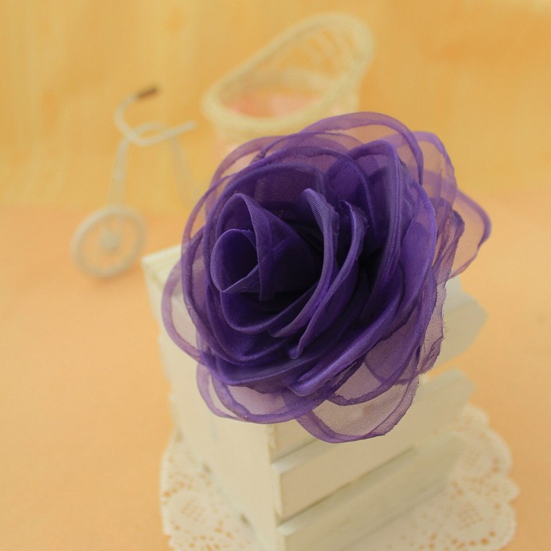 Merida Women's Charming Silk Flower Hair Clip Rose Brooches, Titanium,