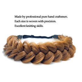 STHEJFB Braid Headband 2 Strands Messy Classic Chunky Plaited Wide Braids Elastic Stretch Quality Synthetic Braided Headband Women Girl Bohemian Hair Braid 65g (Fluffy 27)