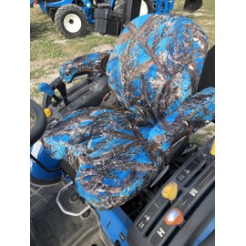 Durafit Seat Covers, LS MT2 25s Tractor Blue Camo Waterproof Seat Covers for Tractor, Check Picture Matches Your Seats. Two Piece seat with ARMRESTS Covers