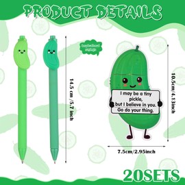40PCS Inspirational Pickle Emotional Support Pens Bulk Positive Encouragement Affirmation Gifts with Motivational Tags Gifts for Employees Coworkers Students Nurse Dietitian Graduation