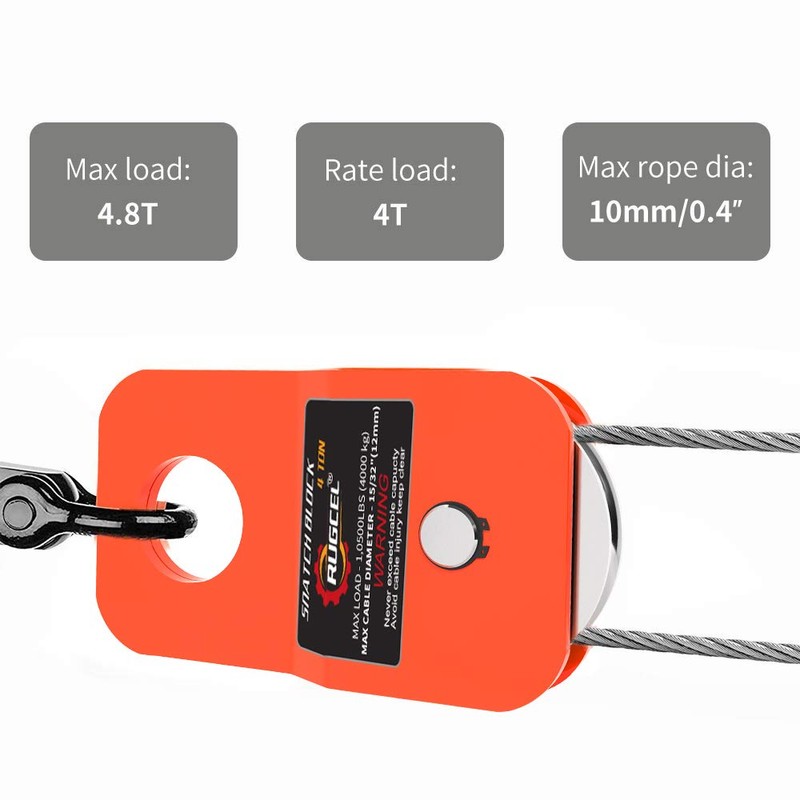 RUGCEL WINCH 4.8T Heavy Duty Recovery Winch Snatch Block,10500lb Capacity