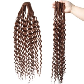 Thin 0.6cm Dreadlock Extensions Curly Ended 24 Inch Double Ended Synthetic Wavy Dreadlocks DE Dreadlock Extensions Soft Pre-looped Dreads 15 Strands