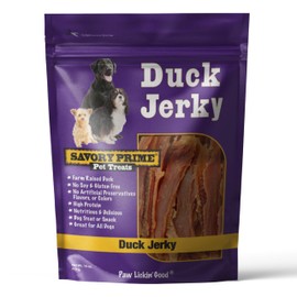 Savory Prime Duck Jerky Dog Treats, Made with 100% Real Duck Breast, Farm Raised, Healthy, Easily Digestible, High Protein, Satisfies Dog's Urge to Chew, 1 Pound (Pack of 1)