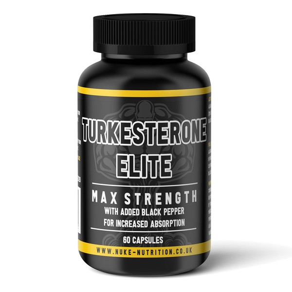 Nuke Nutrition Turkesterone 1000mg - 60 Capsules - 100mg Black Pepper Extract for Faster Absorption - Pure Ajuga Turkesanica Extract - Boost Performance, Recovery & Strength - No Fillers, Batch Tested