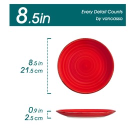 vancasso Bonita Salad Plates, 8.5 inch Colorful Small Dinner Plates Set, Ceramic Dessert Plate Serving Dishes set of 6, Microwave, Oven and Dishwasher Safe, Assorted Color