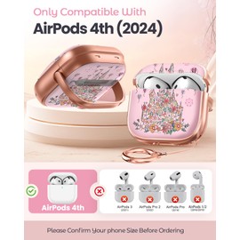 Coralogo for AirPods 4 Case with Safety Lock - Cute Cartoon for Women Girls Fashion Stylish Castle Pattern Design Kawaii Girly Girlish Hard Protective Cover for AirPods 4th Generation 2024