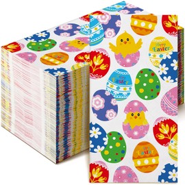 Jinei 100 Pcs Easter Napkins Spring Eggs Disposable Guest Paper Napkins for Luncheons Dinners 3 Ply Bathroom Kitchen Tableware Supplies Easter Colorful Eggs Hunt Party Supplies