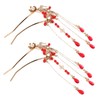 Healvian Chinese Style Hairpin Pair with Fish Leap Tassel Lightweight
