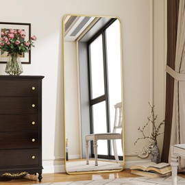BEAUTYPEAK Gold Full Length Mirror, 56"x21" Rounded Corner Floor Mirror Standing Hanging or Leaning Against Wall, Suitable for Bedroom or Dressing Room