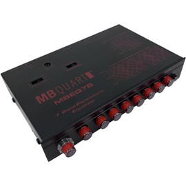 MB Quart MBEQ7B 7-Band 9 Volts 1/2 DIN Pre-Amp Car Audio Graphic Equalizer with Front 3.5mm Auxiliary Input, Rear RCA Auxiliary Input and High Level Speaker Inputs,Silver
