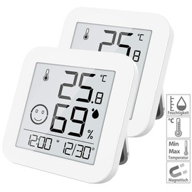 infactory Hygrometer Thermometer: Set of 2 Digital E-Ink Thermal and Hygrometers with Extra Long Running Time (Digital Thermometer Hygrometer, Electronic Thermo-Hygrometer, Room Hydrometer)
