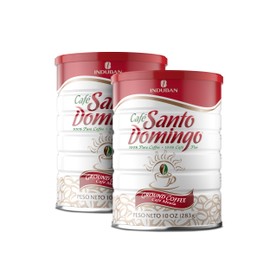 Café Santo Domingo, 10 oz Can, Ground Coffee, Medium Roast - Product from the Dominican Republic (Pack of 2)