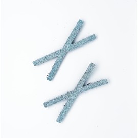KAMIPITA (Bargain Set of 2) Cute Hair Clips, Velcro, Blue, Hair Clips, Mini, Glitter, Glitter, Hair Clips, Hair Elastic for Kids, Glitter Hair Clips, Bangs Clips, Non-Tracing, Cute (Cross Sky Blue, 2