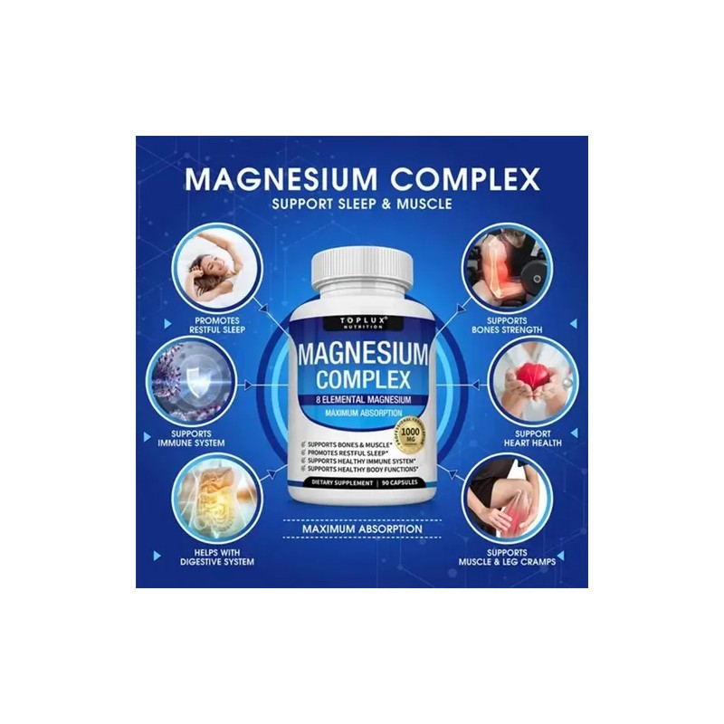 4pc Suplemento Complejo Magnesio 8 Elemental 1000mg