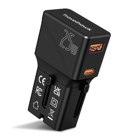 TravelHawk Reiseadapter Weltweit, Schnellladegerät, 20W Typ G, Typ A USB-C und USB, Reisestecker, Schnellladegerät, Universal Adapter für Deutschland USA Japan England Thailand Italien Australien