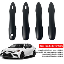Door Handle Cover Trim Compatible with Toyota Camry 2018-2025 /Corolla 2019-2025 /Avalon 2019-2022 /Pruis Hatchback 2016-2024 Accessories Exterior Door Handle with 2 Smart Key Entry Holes Matte Black