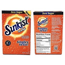 Sunkist Zero Sugar Singles To Go Bulk Variety Pack - 3 Flavors - Orange, Grape and Lemon Lime - 6 Total Boxes for 36 Total Singles to Go Packets - 2 Boxes of Each Flavor - 6 Flavor Sticks Per Box
