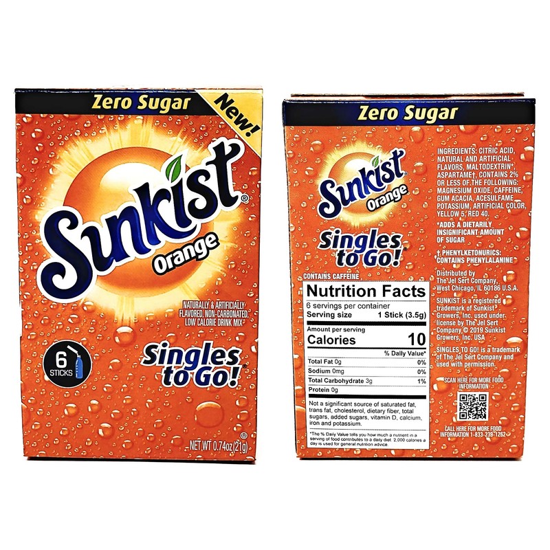 Sunkist Zero Sugar Singles To Go Bulk Variety Pack -