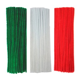 150Pcs Christmas Pipe Cleaners Craft Set Including 50Pcs Green Chenille Stems, 50Pcs White Chenille Stems, and 50Pcs Red Pipe Cleaners for DIY Crafts Christmas Decorations (150Pcs Red White Green)