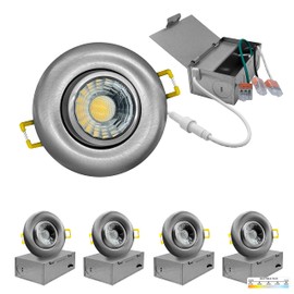 NUWATT 3 Inch LED Gimbal Recessed Downlight, 4 Pack, Canless All-in-1 LED Light with 5 CCT Color Switch 2700K - 5000K, 8W, 600 Lumens, 120V, Dimmable, Brushed Nickel
