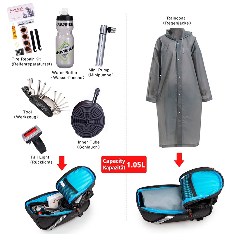 ROTTO Bike Saddle Bag Bicycle Seat Pack with Water Bottle