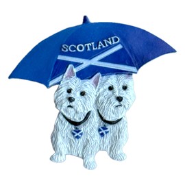 LILAJ Scotland Fridge Magnet Handcrafted Resin Souvenirs Featuring Edinburgh Castle, Scottie and Westie Dog, Highland Scots piper Saltire Flag & Thistle Scottish Heritage Travel Gift Home Décor Set-4