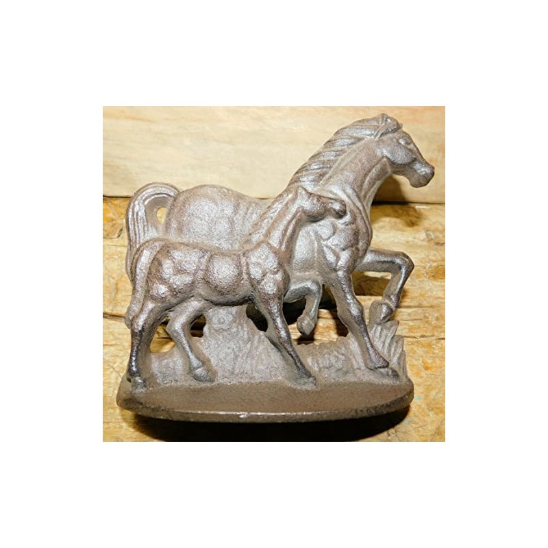 Vintage Cast Iron Horse Brown COLT Paper Weight Garden Rustic