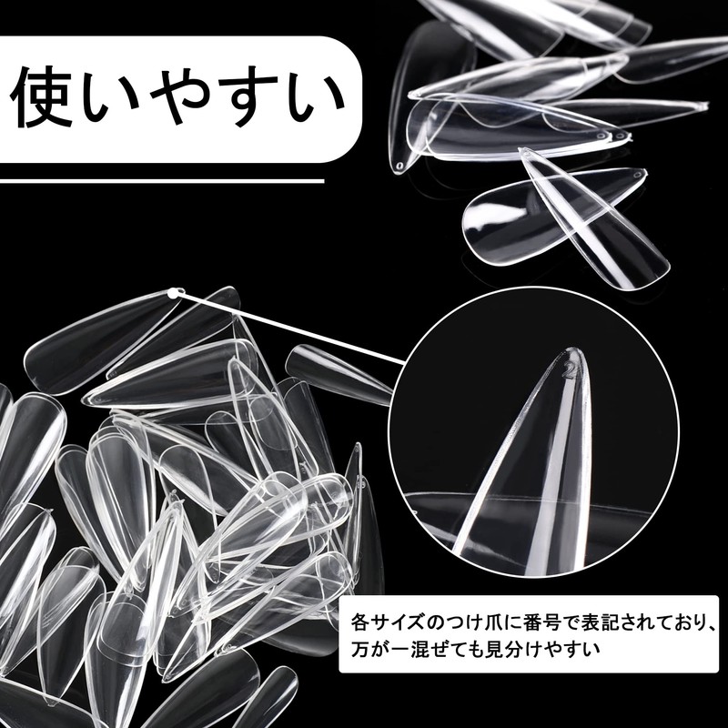 JANLOFO Nail Tips, Clear, False Nails, 500 Pieces, Long Nail