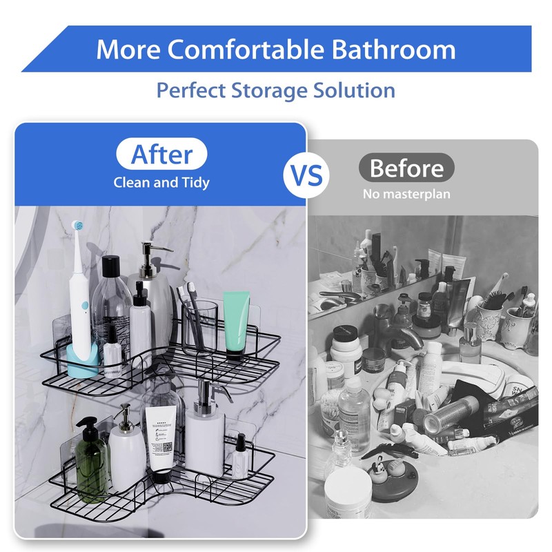 Moonlit Pond Corner Shower Caddy, 2 Pack Adhesive Shower Corner