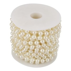 Guirnalda de Cuentas de Perlas, 10 M/Rollo de Hilos de Perlas, Carrete de Hilo de Perlas, Rollo de Cuentas, Guirnalda de Perlas para Boda, Fiesta, árbol de Navidad (Beige)