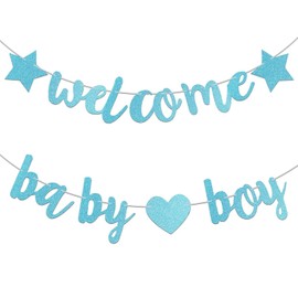 1 Set Welcome Baby Boy Banners, Welcome Baby Pull Flags, Baby Banners, Welcome Home Props, Baby Shower Decorations