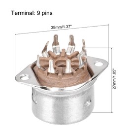 sourcing map 9pin PCB Tube Socket Plastic, Vacuum Tube Protect Tube Pin Socket, Silver Plated Brown Suitable for 12AX7 Pack of 4