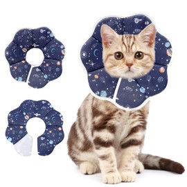 Maiiu Soft Adjustable Cat Cone Collar, Comfortable Cat Recovery Collar Suitable for Various Types of Cats,Elizabethan Neck Protective Collar for Cats After Surgery (Dark Blue, Small)
