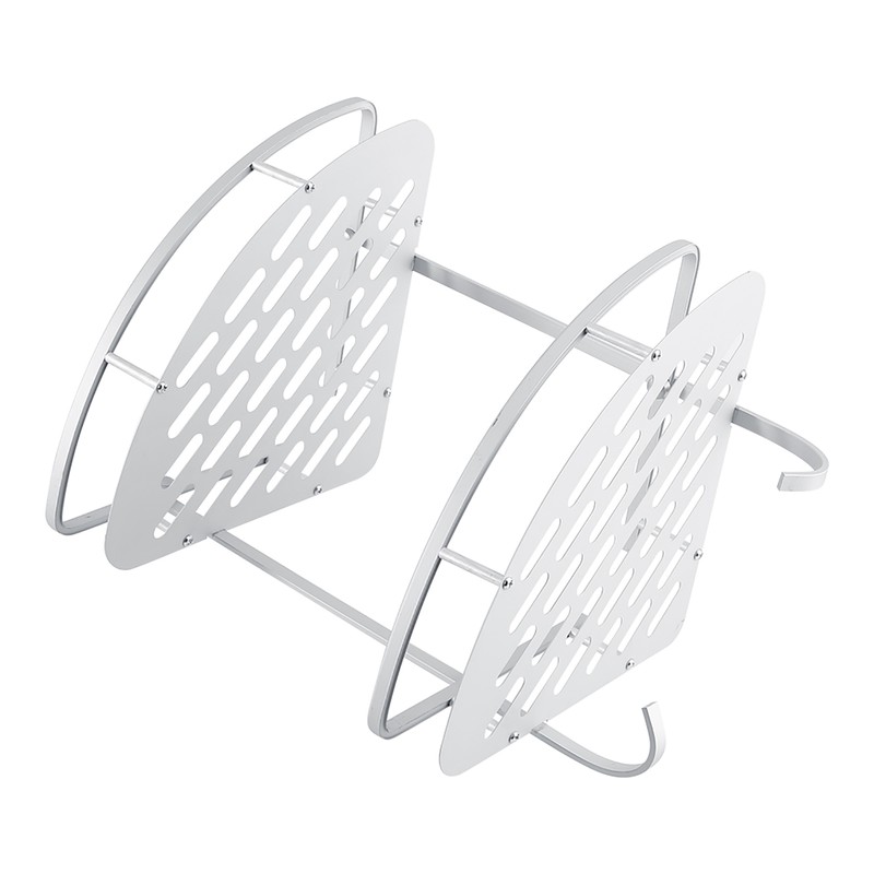 Aluminum Dual Tier Shower Caddy Shelf Bathroom Corner Rack Storage