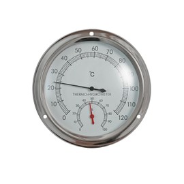 MILAAM XEM Sauna Thermometer/Hygrometer for Commercial Use, Wall Hanging, Analog Thermometer, Hygrometer, Stainless Steel (SS304), IP45 (Dust Proof 4, Waterproof Performance 5)