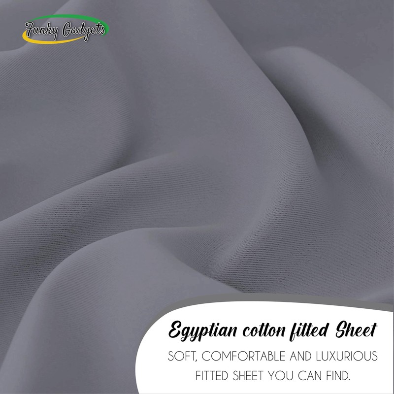 Funky Gadgets Double Fitted Sheet, Grey - 300 Thread Count