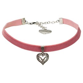 Alpenflüstern DHK263 Traditional Velvet Choker Rhinestone Heart Deer - Nostalgic Costume Necklace Tight Fitting Choker Elastic Women's Costume Jewellery Velvet Choker Narrow in Traditional Colours,