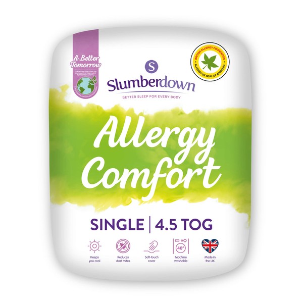 Slumberdown Allergy Comfort  Single Duvet 4.5 Tog Summer Duvet Single Bed