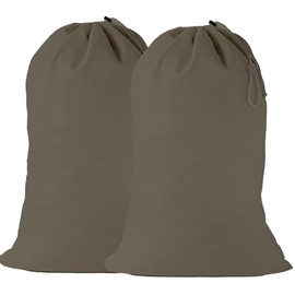 2 Pack - Extra Large Cotton Laundry Bag, Heavy Duty Large Laundry Bags 24 x 36 inch XL Drawstring Travel Organizer Bag Fit Hamper Basket Camp (Light Gret, Pack of 2)