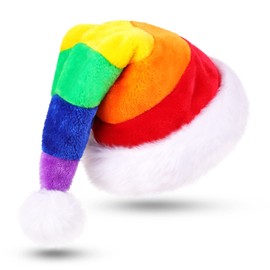 CITÉTOILE Christmas hat Santa hat Thick fur border made of plush Santa Claus hat Christmas hat For adults, rainbow Christmas hat