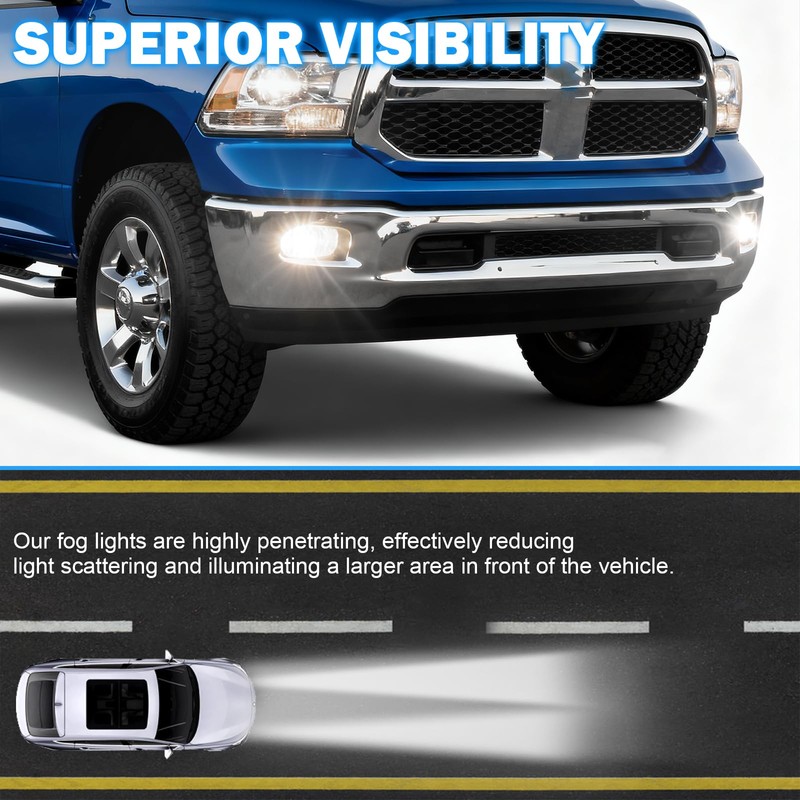 LED&DRL Fog Lights Compatible with 2009-2012 Dodge Ram 1500 2010-2018