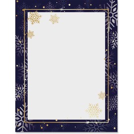 PaperDirect Elegant Gold Silver Scattered Snowflakes Christmas Winter Theme Paper Stationery, Border Paper, Letterhead 8.5 x 11, 25 sheets, Elegant Premium Writing Paper, Decorative Printer Paper