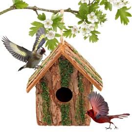 Bird Houses for Outside Hanging Clearance Wooden Bluebird House with Predator Guard Birdhouse for Outdoor Garden Home Decoration（Square Bottom）