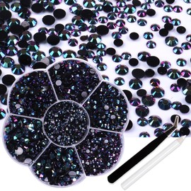 RODAKY RODAKY 6000Pcs Jelly Flatback Rhinestones for Crafts 2-6MM Size Resin Black-Purple AB Rhinestones for Nails Gems Nail Art Kit for DIY Crafts Shiny Diamond for Nails Design Makeup Tumblers Clothes