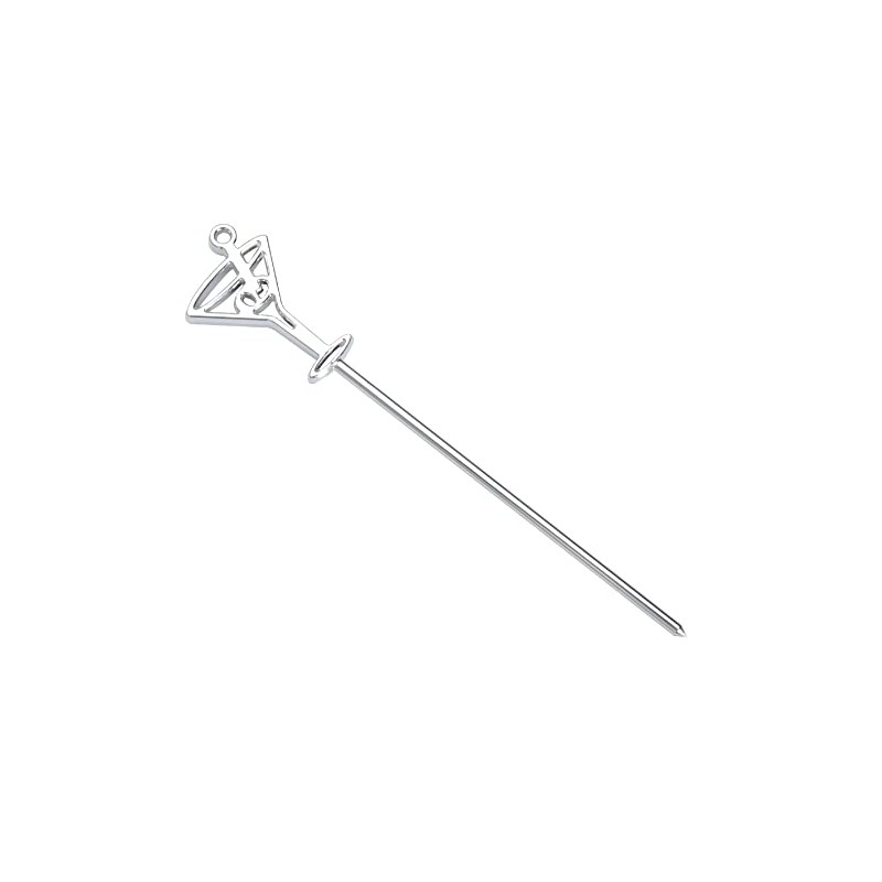 48 FUN Silver Plastic 4" Cocktail Picks Martini Glass and
